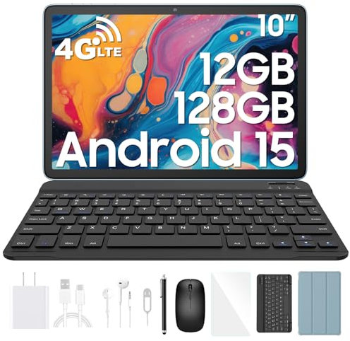 Blackview Tab 60 Pro Tablet Android 15 mit Tastatur, Tablet 10 Zoll mit Widevine L1, 12GB RAM+128GB ROM/2TB TF, T606 Octa-core Gaming
