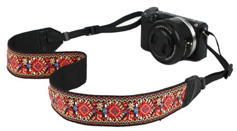 Windfromort Sangle Appareil Photo Réglable - Lanière Appareil Photo Ergonomique - Camera Strap Universelle pour Reflex/Numérique (Noir)