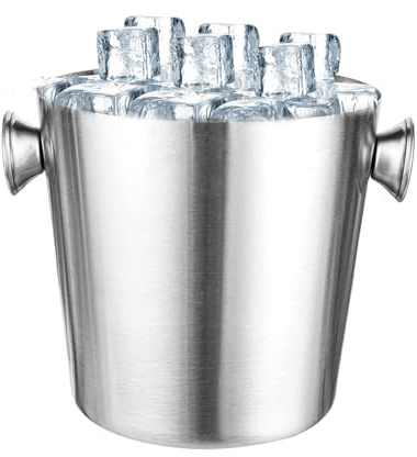 Qkbuza Seau à glace à vin, refroidisseur de boisson – 2 L refroidisseur à vin en acier inoxydable avec poignée pour cocktails, fêtes, champagne, jardin, maison