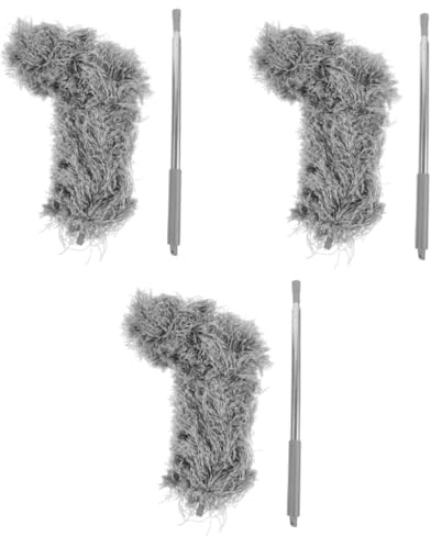 Artibetter 3pcs Leaf Gutter Cleaning Tool Telescopic Pole Roof Cleaning Brush Gutter Cleaner for Leaves Bendable Brush Head Safe for Roof Surface
