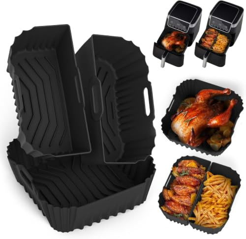 Molde de Silicona Freidora Aire Accesorio Airfryer 3PCS para NINJA AF180EU | Base de Silicona Reutilizable 22×23 cm, para COSORI Turboblaze 6L/5,5L/6,2L/6,4L, para PHILIPS 6,2L, para NINJA AF180EU