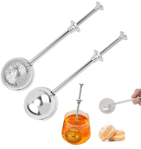 2 piezas de infusor de té para té suelto – Teaballs con mango telescópico, pinzas de té, colador de té, infusor de té, colador de acero inoxidable