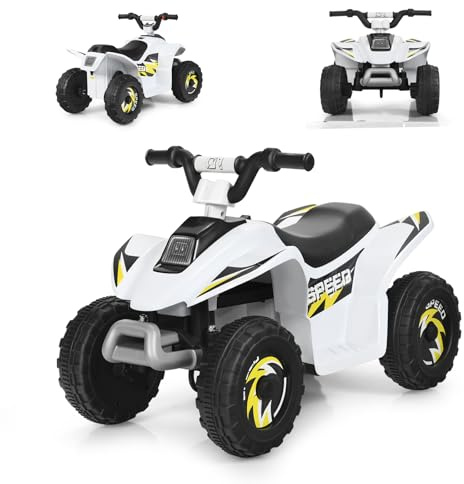 SOARS 6V Elektro Quad für Kinder, 2,8-4,6 km/h, Quad mit Vorwärts-, Rückwärtsfunktion, Elektrofahrzeug, Kinderfahrzeug für Kinder ab 3 Jahren, 73 x 40 x 44,5 cm (Weiß)