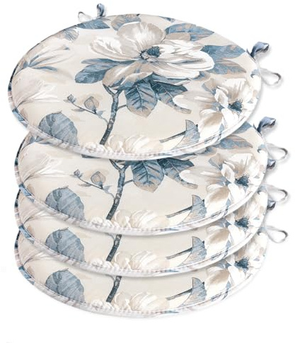 emmevi Set 4 Cuscini Sedia Rotondi Cotone Con Lacci Lavabili Morbidi Coprisedia Tondi Shabby Chic Vintage