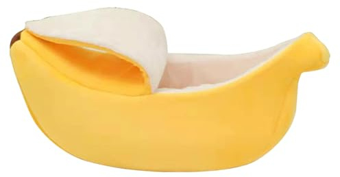 Katzen Kuschelbett Süßes Bananen-Katzenbett, warmes, weiches Punny-Hundesofa, Schlafen, Spielen, Ausruhen, Bananenbett, Haustierbedarf für Katzen, kleine Hunde, Kaninchen Hunde Kissen ( Yellow, S)
