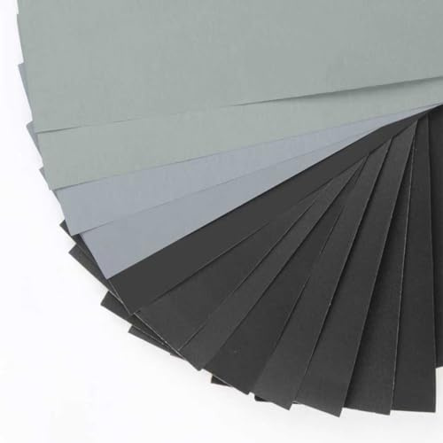 12PCS Sandpaper, 800 to 5000 Multi Grit Sand Paper for Wood, Fine & Coarse Wet & Dry Waterproof Abrasive Paper Sheets for Walls, Metal Plastic, Furniture Finishing, Polishin