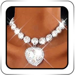 Ushiny Sparkly kristall hjärta pedant halsband smycken silver glänsande strass choker halsband bal hals tillbehör för kvinnor