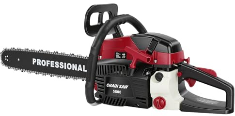 2.4kw Benzin Kettensäge, 58cc 2-Takt-Motor 10000rpm Gasoline Chainsaw, Einzylinder Luftgekühlt Motor, 50cm Schnittlänge Gas-Kettensägen, Benzinbetriebene Motorsäg mit Werkzeugtasche und Handschuhe