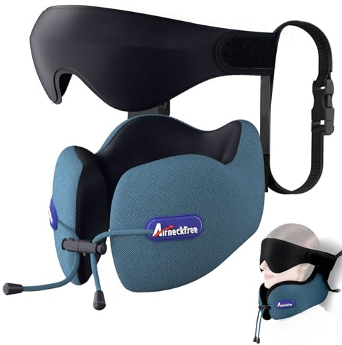 Air Neck Free Coussin de Voyage Avion avec Masque de Sommeil 3D