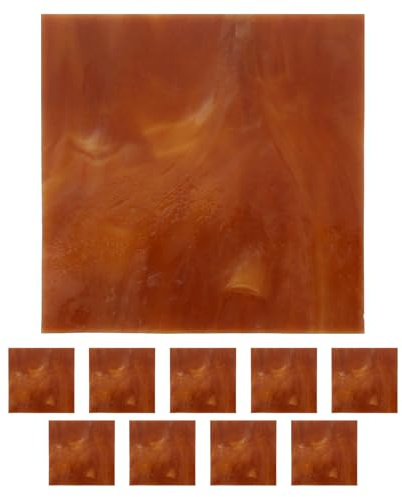 LIFKOME 10 Feuilles de Verre Mosaïque Marron pour Vitrail Kit de Vitrail pour Débutants Carreaux Artisanaux en Verre Plat pour Peinture Vitraux et Décorations DIY D’Église Fournitures