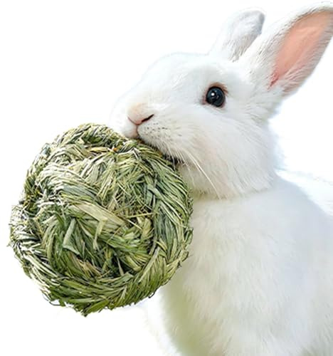 animale da masticare – Palla di per la cura dei denti | Fieno naturale commestibile con funzione di gioco, dimensioni 10 cm, peso leggero 75 g, per la macinazione, per