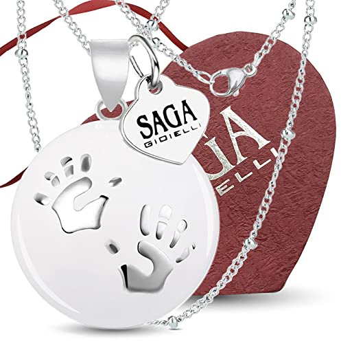 Saga Gioielli Collier Bola mexicaine blanc, emballage cadeau, acier