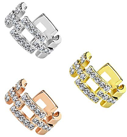 beyoutifulthings Ohr-klemme GLITZERNDE ZIRKONIA VIERECKE clear Ohringe Ohr-ringe Ohr-clip Fake-Piercing Messing Silber Gold Roségold