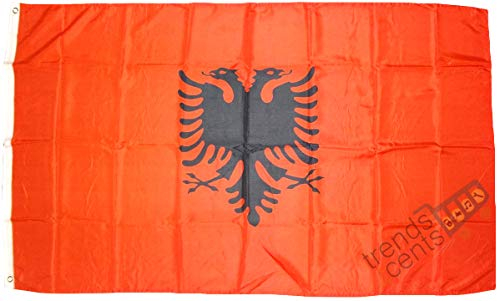 Top Qualität - Flagge Albanien Albania Balkan Fahne, 250 x 150 cm, EXTREM REIßFEST, Keine BILLIG-CHINAWARE, Stoffgewicht ca. 100 g/m², sehr robust, extra starke Messing-Ösen
