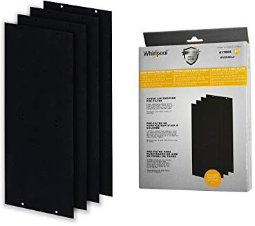 Whirlpool 817800 Genuine Charcoal Pre-Filter - Whishield Anti-Microbial Activated Replacement Fit Air Purifier Portable Tower WPT80, Large 4 Pack