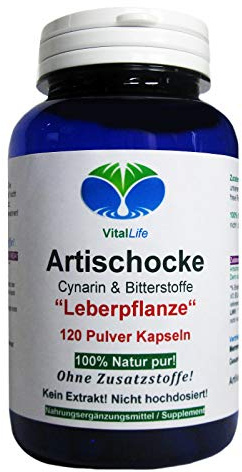 Artischocke für Leber & Galle 120 Kräuter Pulver Kapseln Cynarin & Bitterstoffe NATUR pur KEIN Extrakt OHNE Zusatzstoffe. 26393