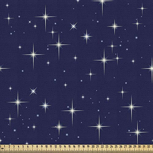 ABAKUHAUS Platz Stoff als Meterware, Nacht Skyline mit Sternen, Qualitäts Stoff Dekorativer Polster Heimtextilienstoff, 2M (148x200cm),Lila Weiß