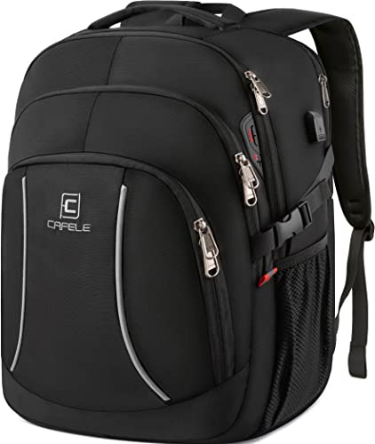 Cafele Mochila Antirrobo Impermeable RFID para Computadora Portátil 17.3 Pulgadas con Puerto USB Multifuncional para Hombres Trabajo Viaje Negocios Negro