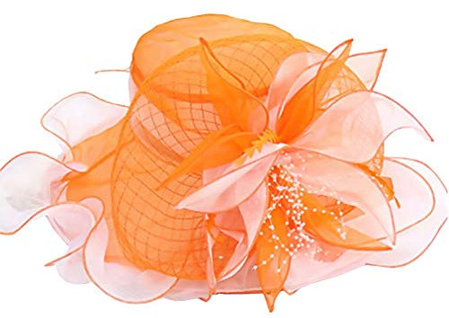 Xiang Ru Oganza Sommer Sonnenmütze Derby Kleid Kirche Hochzeit Party Hut Fascinator für Frauen, Orange, Einheitsgröße