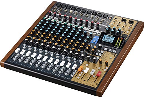Tascam MODEL 16 table de mixage audio 16 canaux 20-30000 Hz Noir, Or, Bois