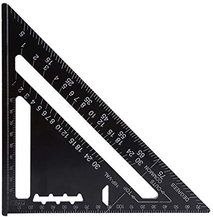 Dreieck Winkelmesser, Fydun 7 Zoll Metrische Aluminiumlegierungs Oxidations Dach Dreieck Anschlagwinkel Plan Anleitung Hohe Genauigkeit Werkzeuge (Schwarz) (Metric System)