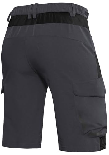 Cycorld Kurze Hosen Herren Atmungsaktiv Cargo Shorts Wasserabweisend Wanderhose Cargohose MTB Hose Herren Kurz mit 6 Taschen Bermuda Treking Sport Outdoorhose Stretch Sommer(DunkelGrau Ohne Pads, M)