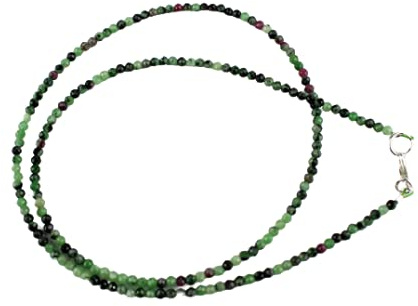Rubin Zoisit Kette feingeschliffen facettierte Kugel Collier 45 cm