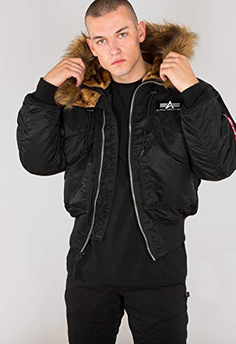 Alpha Indutries 45P Hooded Custom Bomber Veste pour homme Black/Black