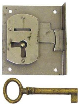 Antikhof Möbelschloss Eisen Plank,Höhe:6,5 cm,Breite: 4,5 cm,Dornmaß:2,5 cm,Bestellnummer: EINL 25 L