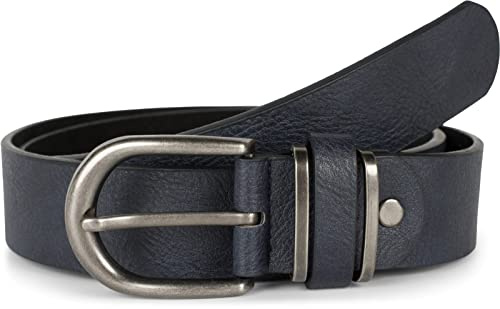styleBREAKER Unisex Gürtel Unifarben mit Metall an der Gürtelschlaufe, Kunstleder Einfarbig, Hüftgürtel, kürzbar 03010123, Farbe:Dunkelblau, Größe:100cm