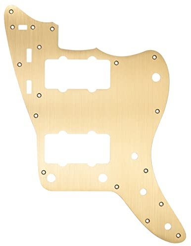 Musiclily Pro 13 Fori Vintage 60s Battipenna stile Jazzmaster Pickguard in Alluminio per Fender American Vintage Reissue Modern Jazzmaster, Gold Anodized