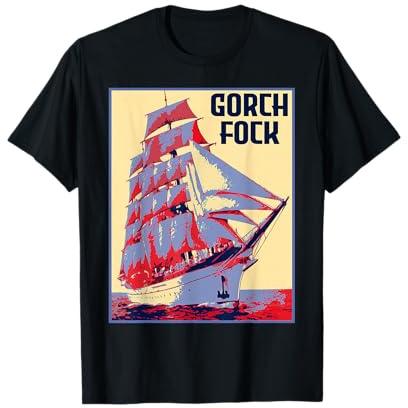 Vintage Segeltörn Segeln Segler T-Shirt - Gorch Fock Segelschiff Segelschulschiff Deutsche Marine - Klassisch, Schwarz, Unisex, Klein, Halbarm, Hochgeschlossen, Pullover, 1 Count