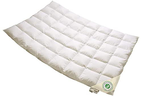 Vitaschlaf® Bio-Luxe-KBA Deutsche Gutshofdaune W3 - Sommer Organic 100% Nature Daunendecke Deutsche Qualität (135 x 200 cm)
