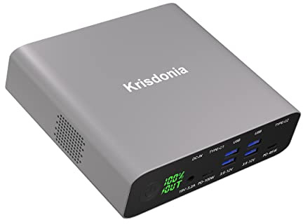 Krisdonia Batterie Externe pour Ordinateur Portable, Chargeur Portable USB C 32000mAh avec 2 x USB-C PD (100W et 65W) et 4 x USB-A (QC3.0 18W) Compatible avec PC, MacBook, tablettes, iPhone et Plus