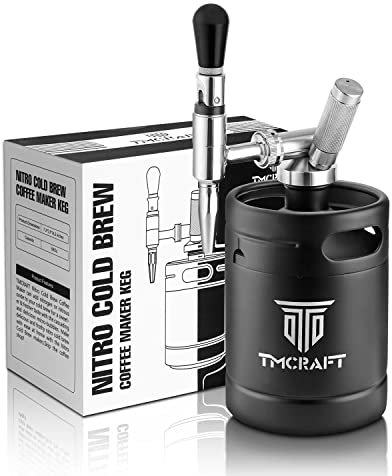 TMCRAFT 1,8 l Nitro Cold Brew Kaffeemaschine, selbstgebrühtes Kaffeefass mit Edelstahl-Stout-Creamer-Wasserhahn und druckentlastendes Ventil