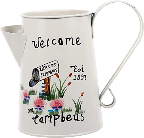 Garten-Pflanzgefäß, Blumentöpfe, bemaltes Blech, rustikal, rustikale Tischdekoration, Metall-Wasserkrug, Metallkrug, verzinkte Blumenvase, rustikale Blumenvase, Desktop-Metallkrug, Blumentopf aus Eise