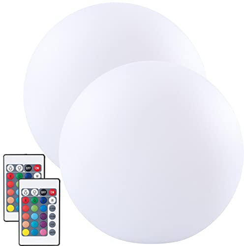 Lunartec Leuchtkugel LED: 2er-Set Akku-Leuchtkugeln für innen & außen, Ø 30 cm, IP54, RGBW-LED (Kugellampe Tischlampe, Kugellampe Garten, Tischlampen)