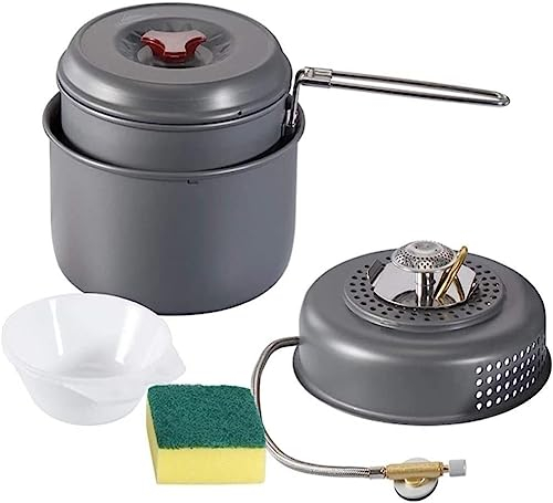 DEEDAV Camping Kochgeschirr Kessel Wiege Topf Herd Basis Schüssel Schüssel Schwamm Set Tragbare Kochgeschirr Cookout Set für Outdoor Camping Wandern Trekking