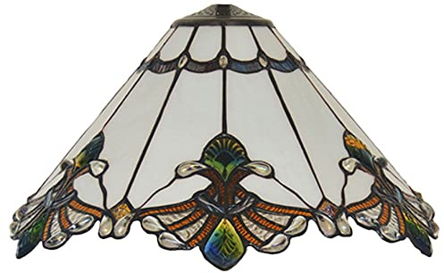 AIBOTY Mission Lampenschirm Ersatz 13X9 Zoll Grün Rot Weiß Buntglas Lampenschirm Nur Mit Kappe Passend Für Tischlampe Stehlampe Lesepult Lampe Decke Pendelleuchte Kronleuchter,Weiß