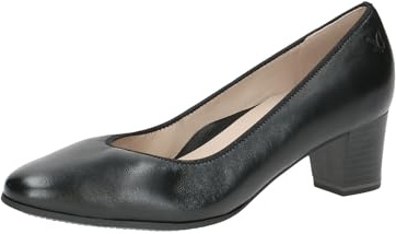 CAPRICE Escarpins Femme en Cuir à Talon Bloc, Noir (Black Nappa), 37 EU
