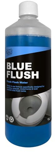One Chem Professional Toilet Cleaner Blue Flush for Caravan & Motorhome, 1 Litre, Blue Fluid, Formaldehyde Free