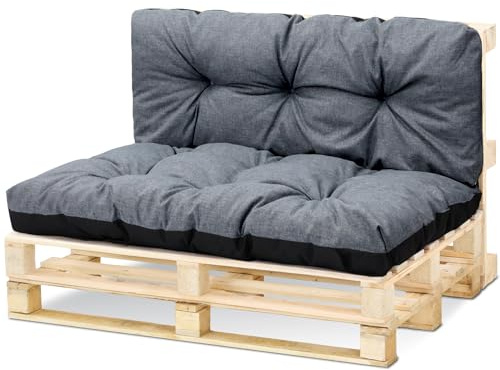 Amazinggirl Coussin Palette de Jardin Coussin de Dossier 120 x 40 cm - Coussins Exterieur et Interieur Gros Oreiller pour d'assise canapé Banc Balcon Banquette et terrasse 120 x 40 Gris