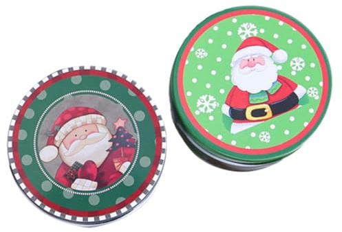 Gogogmee 2 Piezas Cajas De Hojalata Navideñas Redondas Bonitas Cajas Para Guardar Dulces y Galletas De Navidad Para Regalos