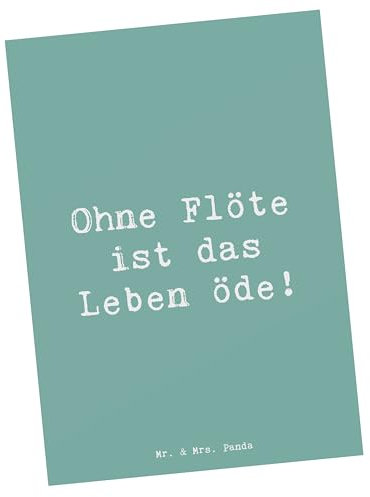 Mr. & Mrs. Panda Postkarte Spruch Flöte Leben - Geschenk, Leben öde, Jazz, Dankeskarte, Musik, Musikzimmer, Holzblasinstrument, Einladungskarte,
