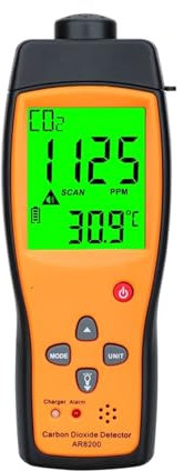 Analyseur de gaz CO2 Meter Monitor Détecteur de gaz Détecteur de dioxyde de Carbone Moniteur de qualité de l'air intérieur Testeur de CO2 AR8200 Haute sensibilité, réponse Rapide