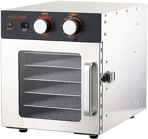 IUBGFTO Deshidratador de Alimentos, Temporización de Programación - Control de Temperatura, con 6 Bandejas Apilables, Bajo Consumo Energético, Acero Inoxidable, 500W