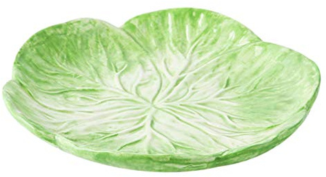 QQNQQ Dinner Plates,Pasta Bowls, Serving Bowl, Ceramic Cabbage Bowl Salad Plate Green Dinner Plate Food Serving Bowl Fruit Dish Dessert Tray Porcelain Bowl for Home Kitchen(Green)