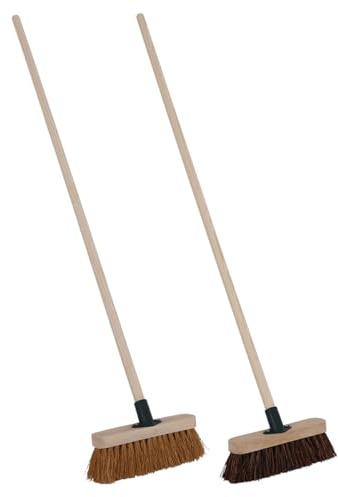 Charles Bentley 9.5 Bassine & Coco Broom Set of 2, 4ft Handle, 24x6x131