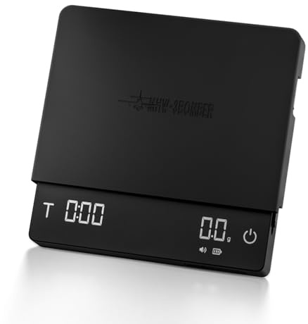 MHW-3BOMBER Große Kaffeewaage mit Timer, digitale Übergießwaage mit Durchflussmenge, 2 kg/0,1 g genaue Espressowaage, 3 Modi, wiederaufladbare Kaffeebohnen-Gewichtswaage zum Übergießen, Espresso