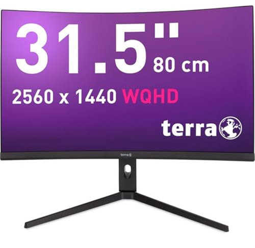 Terra 3285W HA 31,5 Curved Monitor – WQHD, VA, 180Hz, USB-C, HDMI, DisplayPort, HDR, FreeSync, Höhenverstellbar – Schwarz